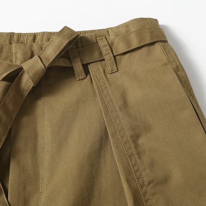 Khaki Casual Shorts Women Summer Thin High Waist Thin Covered Belly Loose Wide Leg Half Pants