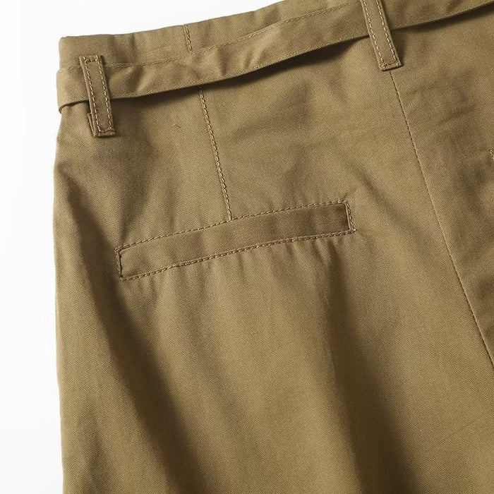 Khaki Casual Shorts Women Summer Thin High Waist Thin Covered Belly Loose Wide Leg Half Pants