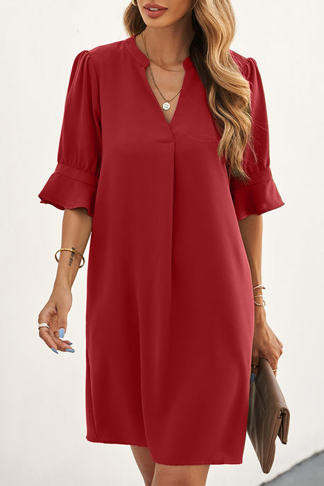 Solid Color Shirt Dress Women Spring Summer Solid Color Simple Casual Ice Silk Wrinkle Dress Women