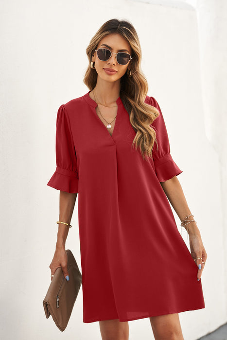 Solid Color Shirt Dress Women Spring Summer Solid Color Simple Casual Ice Silk Wrinkle Dress Women