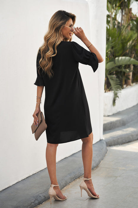 Solid Color Shirt Dress Women Spring Summer Solid Color Simple Casual Ice Silk Wrinkle Dress Women