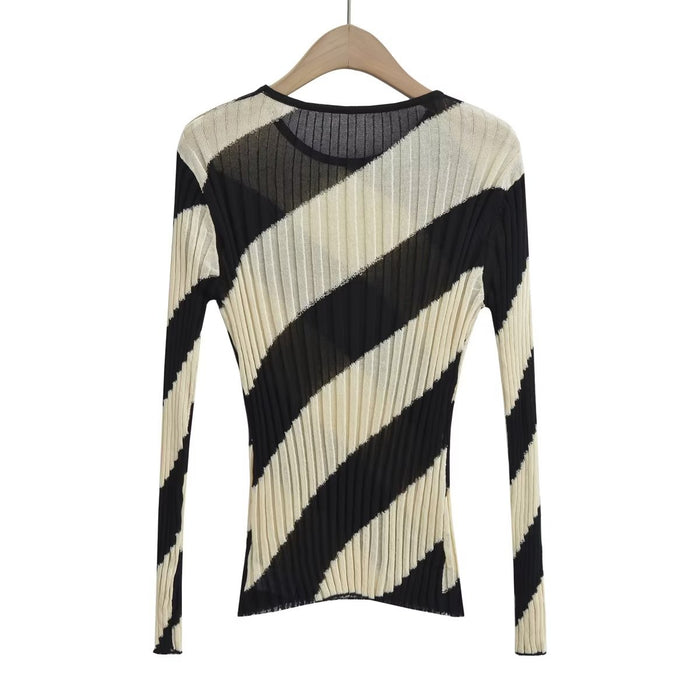 Winter Contrast Color Bottoming Slim Sweater Women