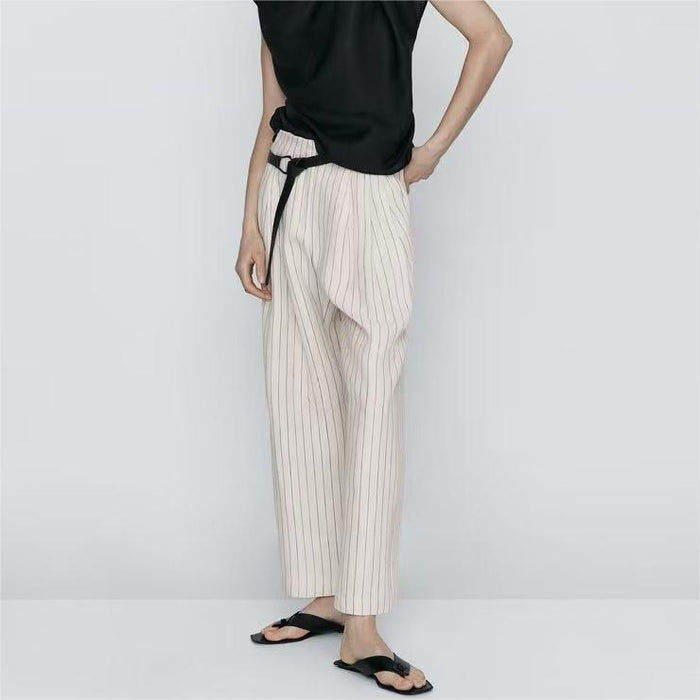 High Waist Wide Leg Pants Texture Loose Casual Casual Elastic Waist Straight Leg Trousers Women