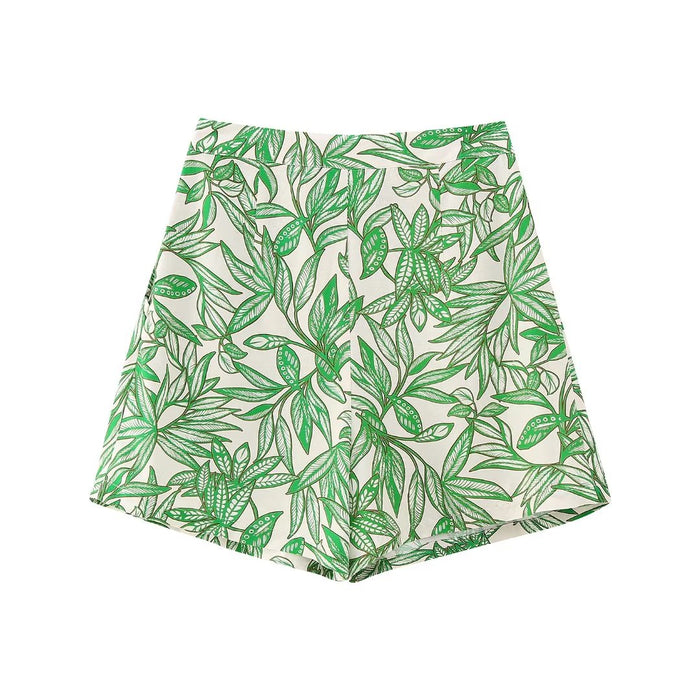 Women  Pleated Decorative Printed Casual Shorts