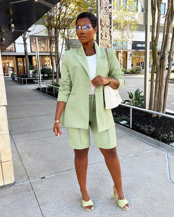 Women Clothing Suit Shorts Jacket Two-Piece Set Spring Summer Office