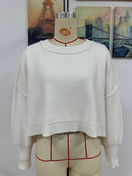 Autumn Winter Round Neck Women Knitwear Solid Color Loose Pullover Women