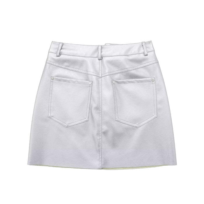 Women Clothing Shacket High Waist Stitching Skirt