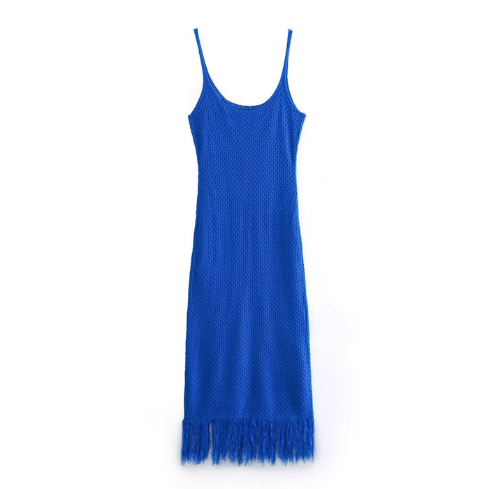 Summer Women Tassel Detail Knitted Cami Dress