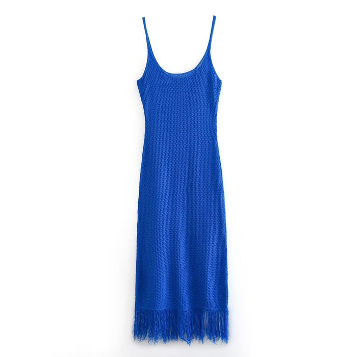 Summer Women Tassel Detail Knitted Cami Dress