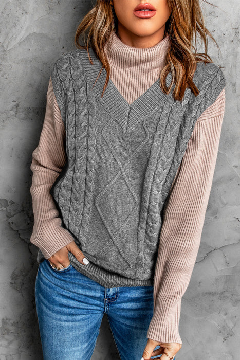 Knitted Vest Women Autumn Winter Knitted Wool Pattern Pullover Sweater