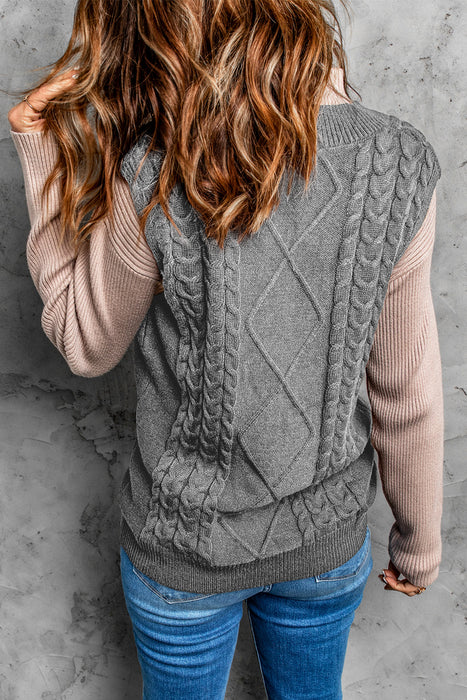 Knitted Vest Women Autumn Winter Knitted Wool Pattern Pullover Sweater