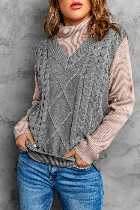 Knitted Vest Women Autumn Winter Knitted Wool Pattern Pullover Sweater