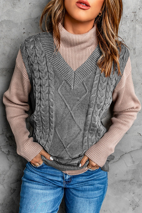 Knitted Vest Women Autumn Winter Knitted Wool Pattern Pullover Sweater