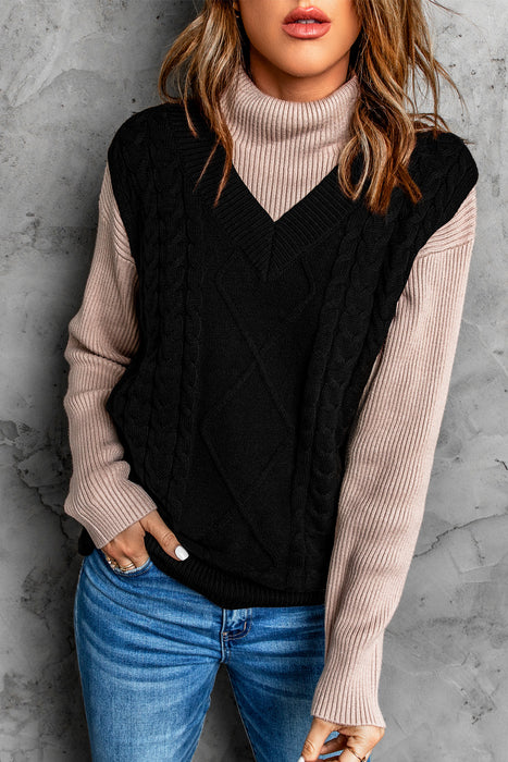 Knitted Vest Women Autumn Winter Knitted Wool Pattern Pullover Sweater