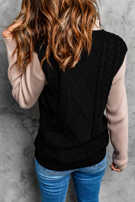 Knitted Vest Women Autumn Winter Knitted Wool Pattern Pullover Sweater