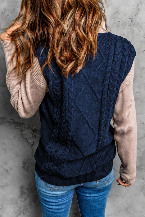 Knitted Vest Women Autumn Winter Knitted Wool Pattern Pullover Sweater