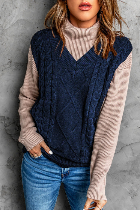 Knitted Vest Women Autumn Winter Knitted Wool Pattern Pullover Sweater