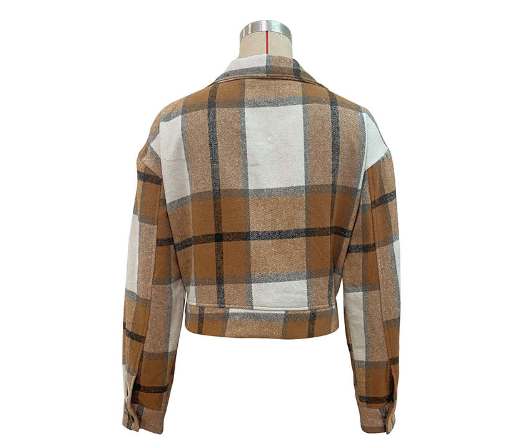 Autumn Winter Women Clothing Plaid Long Sleeve Shacket