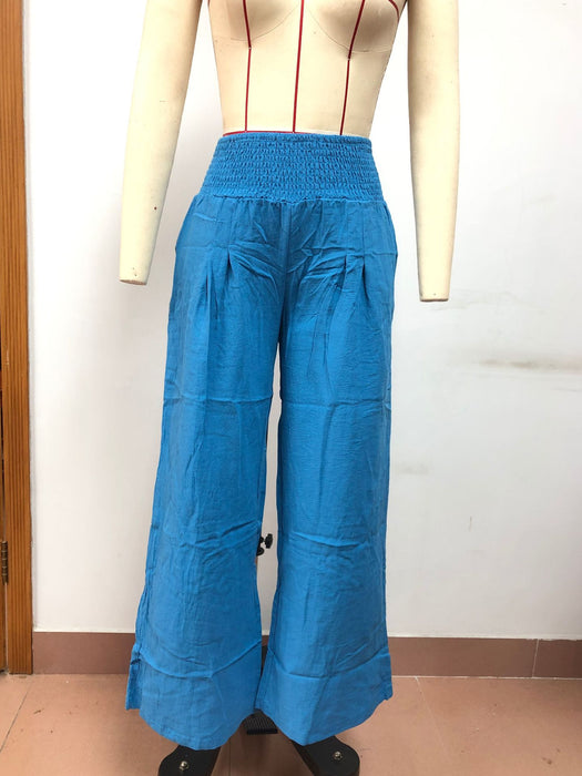 Spring Summer Women Casual Trousers Casual Cotton Distressed Mid Waist Trousers Outer Wear