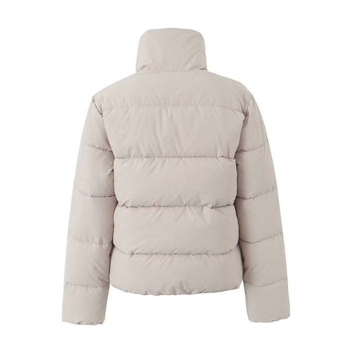 Autumn Winter Stand Collar Zipper Bread Coat Wind Proof Cold Protection Cotton-Padded Warm Coat Women