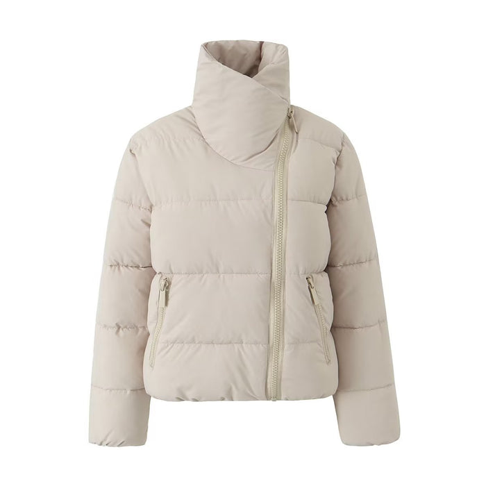 Autumn Winter Stand Collar Zipper Bread Coat Wind Proof Cold Protection Cotton-Padded Warm Coat Women