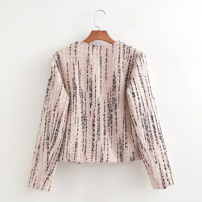 Autumn Woven Tweed Classic Short Jacket Women