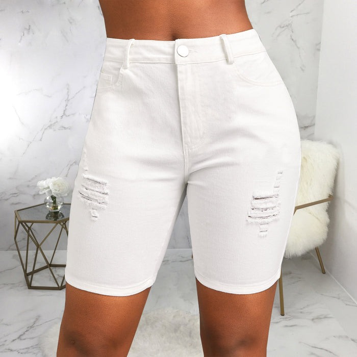 High Waist Slim Stretch Ripped Jeans