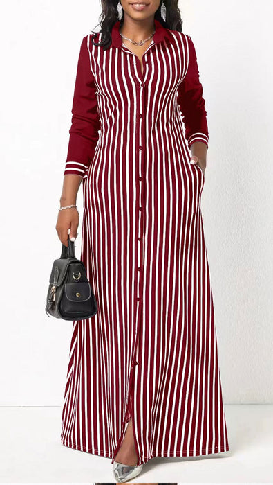 Ladies Casual Shirt Women Outer Wear Striped Long Sleeve Shirt Dress Women Clothing