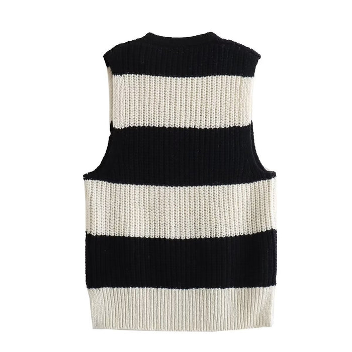 Summer Stripes Knitted Vest Women Vest