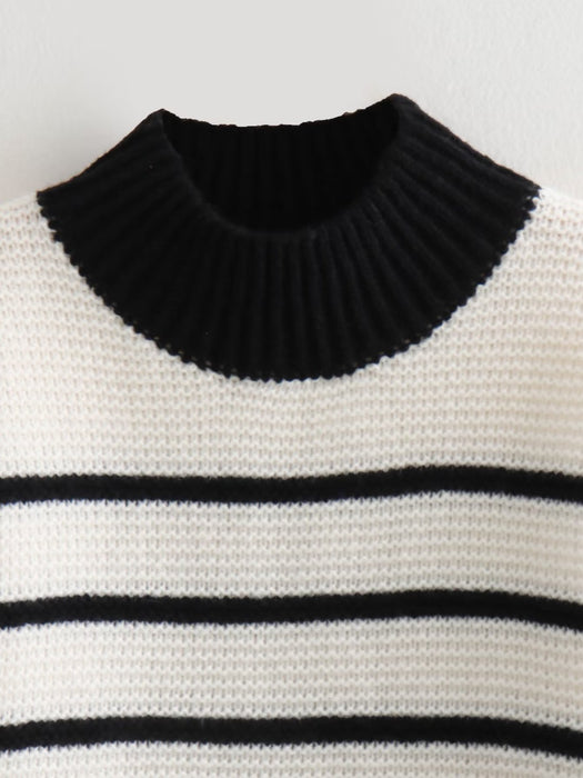 High End Simple All Matching Striped Vest Women Autumn Basic Inner V neck Sweater