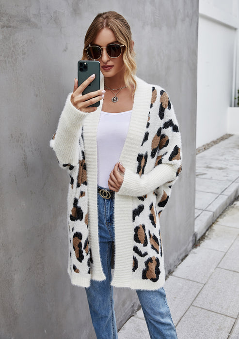 Winter Clothes Women Plus Size Cardigan Coat Personality Leopard Print Knitwear Sweater Women