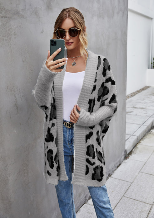 Winter Clothes Women Plus Size Cardigan Coat Personality Leopard Print Knitwear Sweater Women