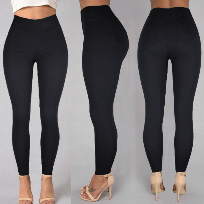 Autumn Women High Waist Skinny Pants Cropped Pants  Pencil Pants Casual Pants