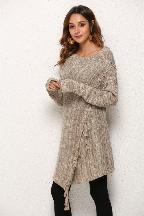 Autumn Winter plus Size Women Clothes Tassel Knitted Sweater Coat