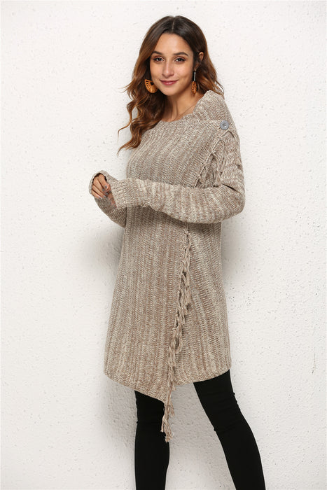 Autumn Winter plus Size Women Clothes Tassel Knitted Sweater Coat