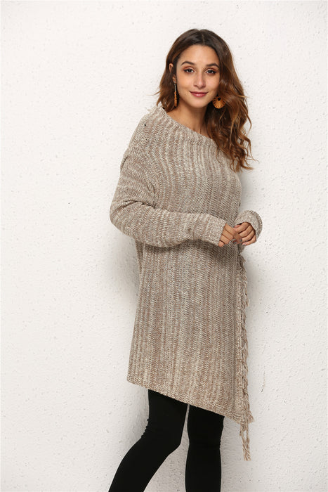 Autumn Winter plus Size Women Clothes Tassel Knitted Sweater Coat