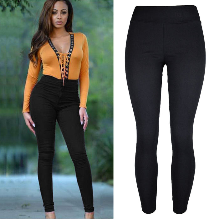 Autumn Women High Waist Skinny Pants Cropped Pants  Pencil Pants Casual Pants