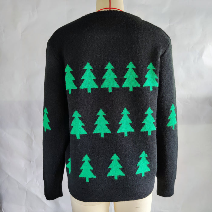 Christmas Tree Jacquard Christmas Sweater Women Casual Pullover Sweater