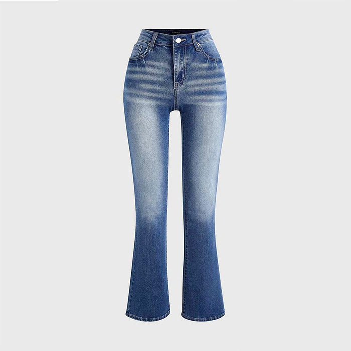 Ladies Jeans Wild Washed Casual Pants Denim Trousers