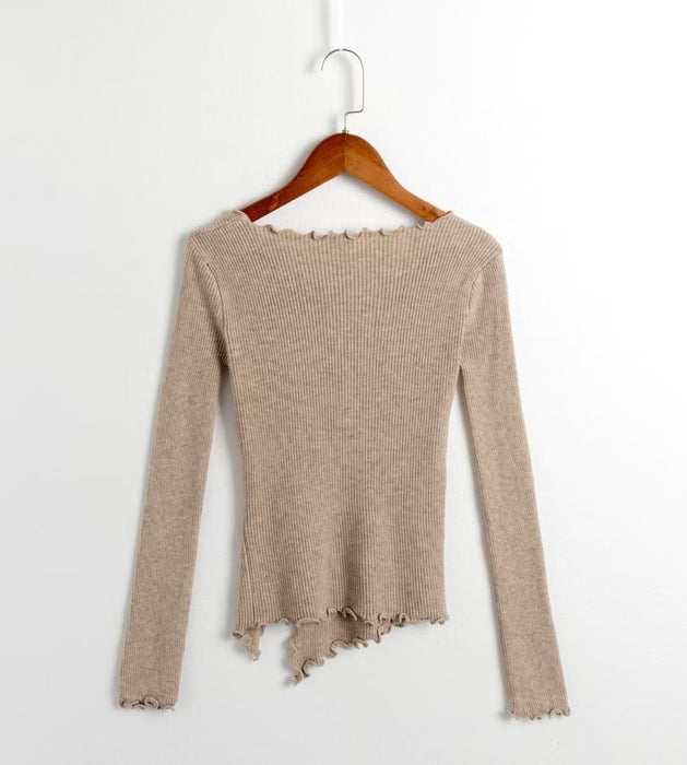 Autumn Winter Women Clothing Irregular Asymmetric Sweater Knitwear