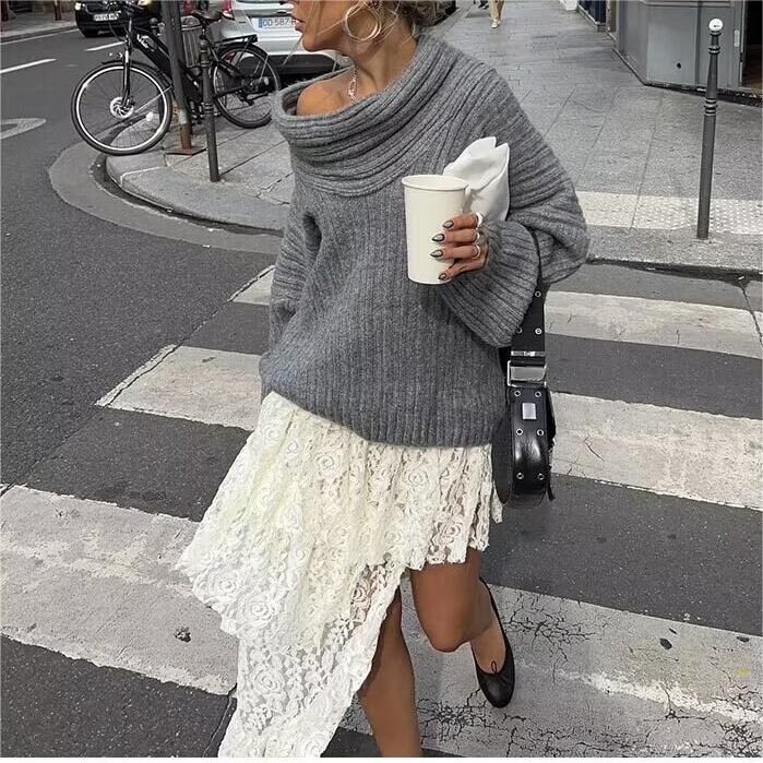 Fall Women Clothing Simple Classic Turtleneck Knitting Pullover