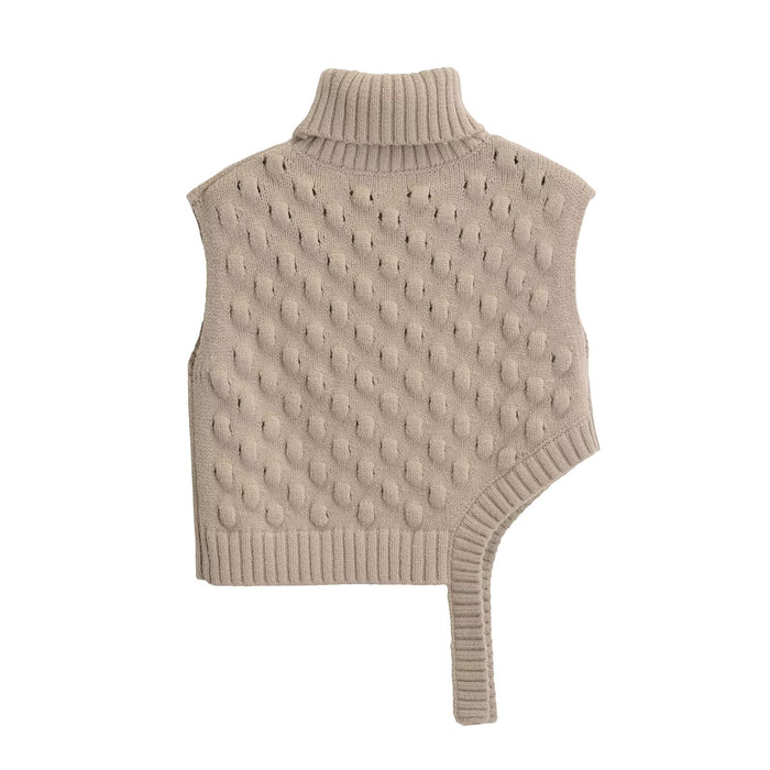 Fall Women Clothing Turtleneck Sleeveless Knitted Vest