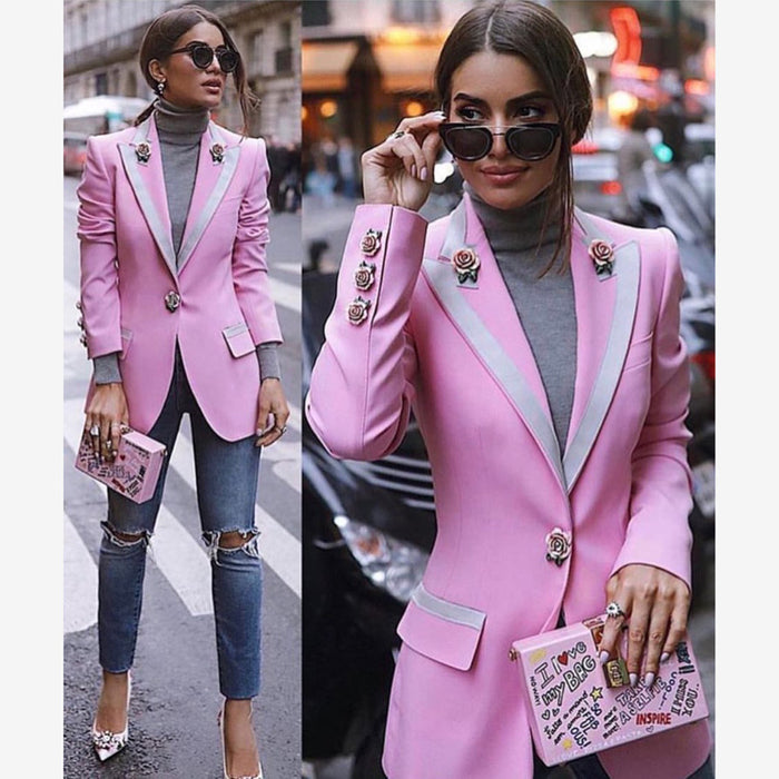 Rose Buckle Small Blazer High Quality Women