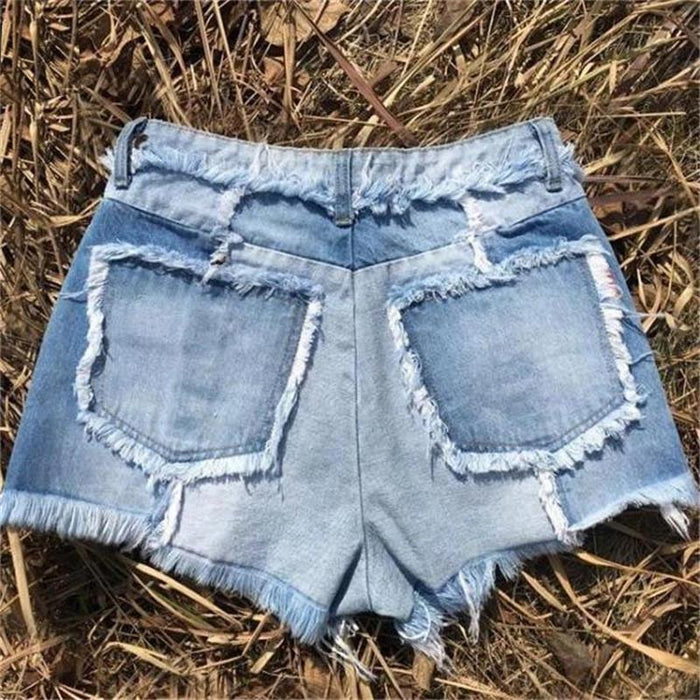 Platform Beggar Women Denim Shorts