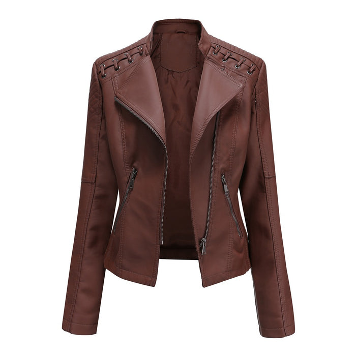 Size Spring Autumn Women Leather Jacket Women Short Jacket Slim Thin Leather Coat Ladies Motorcycle Clothing