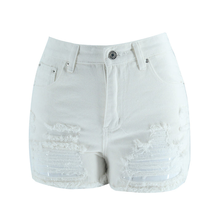 Denim Shorts Women Summer Frayed White Hole Jeans Shorts  Pants