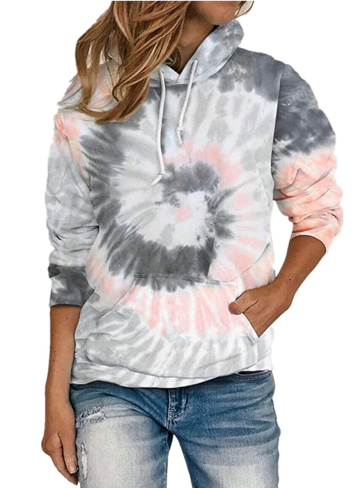 Fall Winter Women Clothing Loose Tie Dye Printed Hooded Long Sleeve Hoodie