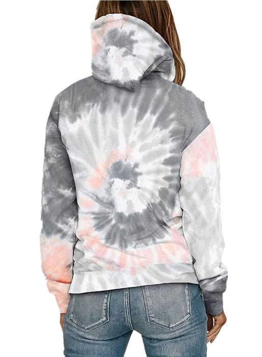 Fall Winter Women Clothing Loose Tie Dye Printed Hooded Long Sleeve Hoodie