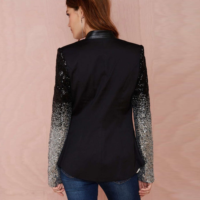 plus Size Blazer Women Sequined Slim Casual Women Small Blazer