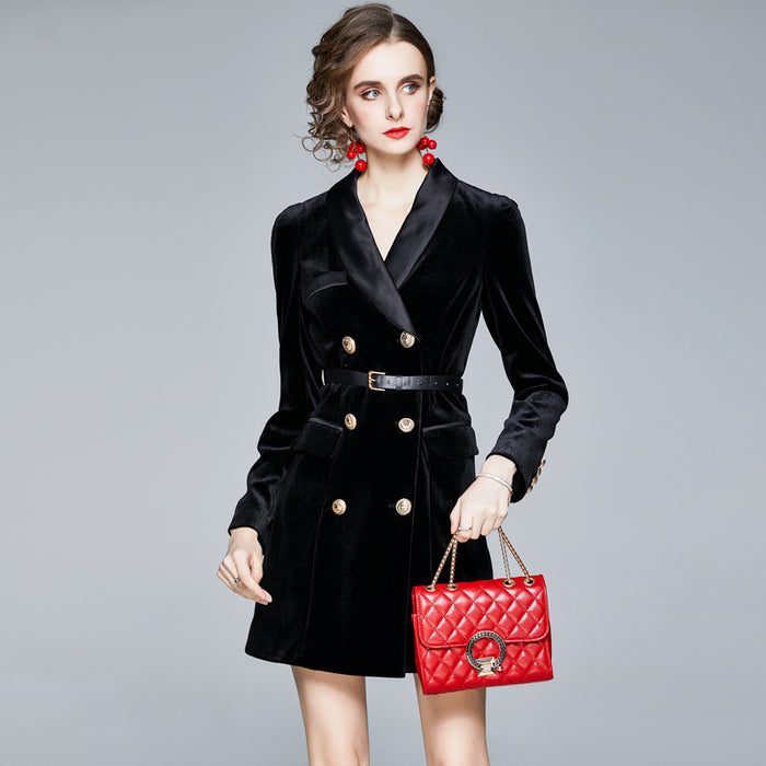 Pleuche Dress Women Autumn Lightly Mature Socialite Goddess Clothes Professional Suit